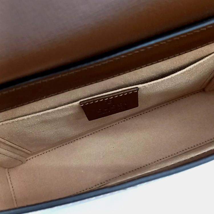 Pre Owned Gucci Beige/Red GG Canvas and Leather Heart Wallet on Chain