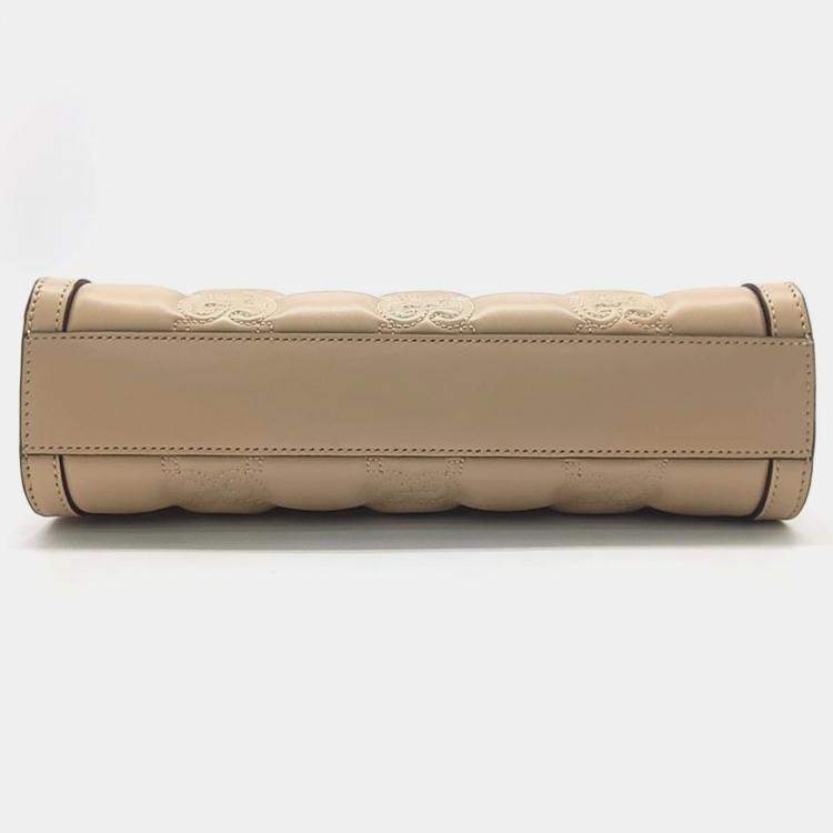 Pre Owned Gucci Beige Leather Small Shoulder Bag