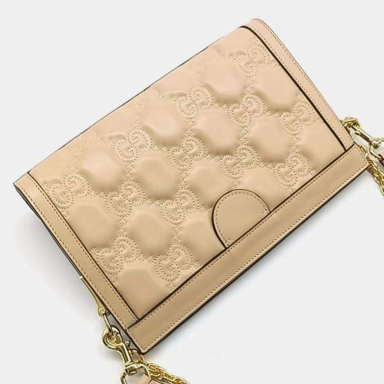 Pre Owned Gucci Beige Leather Small Shoulder Bag