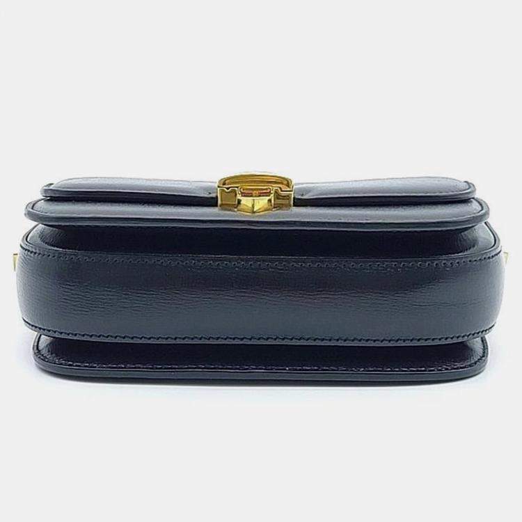 Pre Owned Gucci Black Leather Sylvie 1969 Mini Shoulder Bag