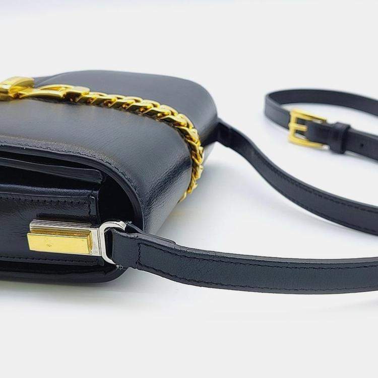 Pre Owned Gucci Black Leather Sylvie 1969 Mini Shoulder Bag