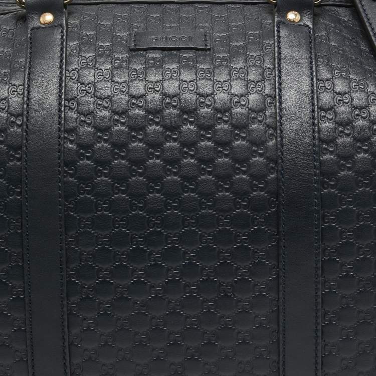 Pre Owned Gucci Navy Blue Guccissima Leather Medium Joy Boston Bag