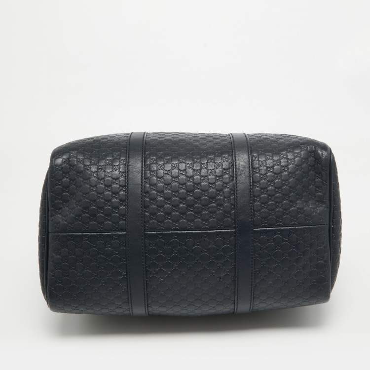 Pre Owned Gucci Navy Blue Guccissima Leather Medium Joy Boston Bag