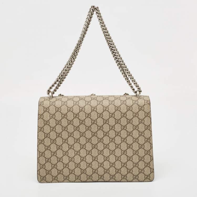 Pre Owned Gucci Beige GG Supreme Canvas and Suede Medium Dubai Exclusive Dionysus Embellished Shoulder Bag