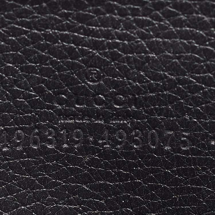 Pre Owned Gucci Black Leather Logo Zip Purse 