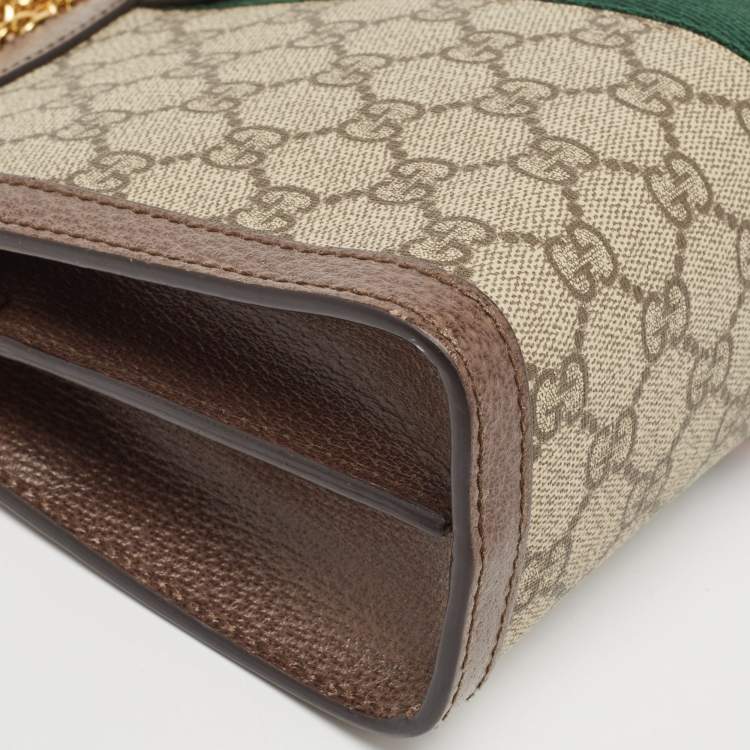 Pre Owned Gucci Brown/Beige GG Supreme Canvas Small Ophidia Shoulder Bag
