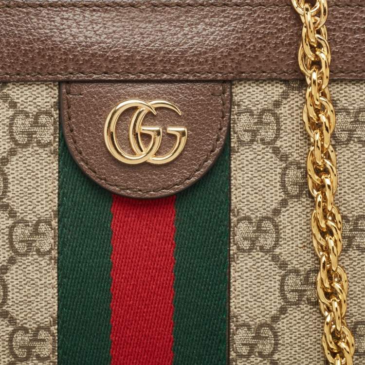 Pre Owned Gucci Brown/Beige GG Supreme Canvas Small Ophidia Shoulder Bag