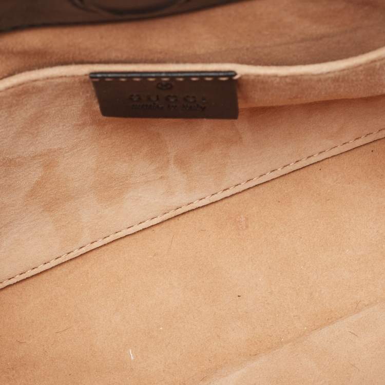 Pre Owned Gucci Beige/Black Leopard Print Calfhair and Leather Mini Nymphaea Bamboo Top Handle Bag