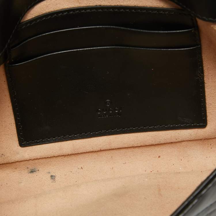 Pre Owned Gucci Black Matelasse Leather Mini GG Marmont Shoulder Bag