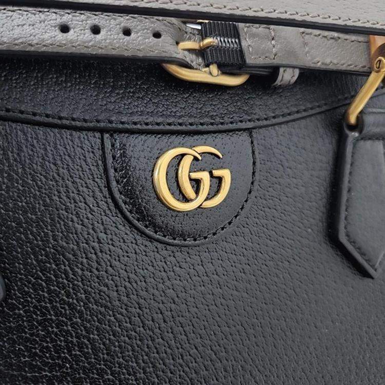 Pre Owned Gucci Black Leather Large Diana Tote Bag