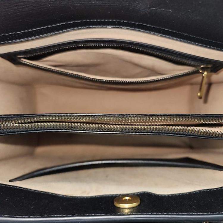 Pre Owned Gucci Black Leather Large Diana Tote Bag
