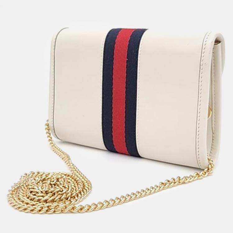 Pre Owned Gucci White Leather Rajah Crossbody Bag