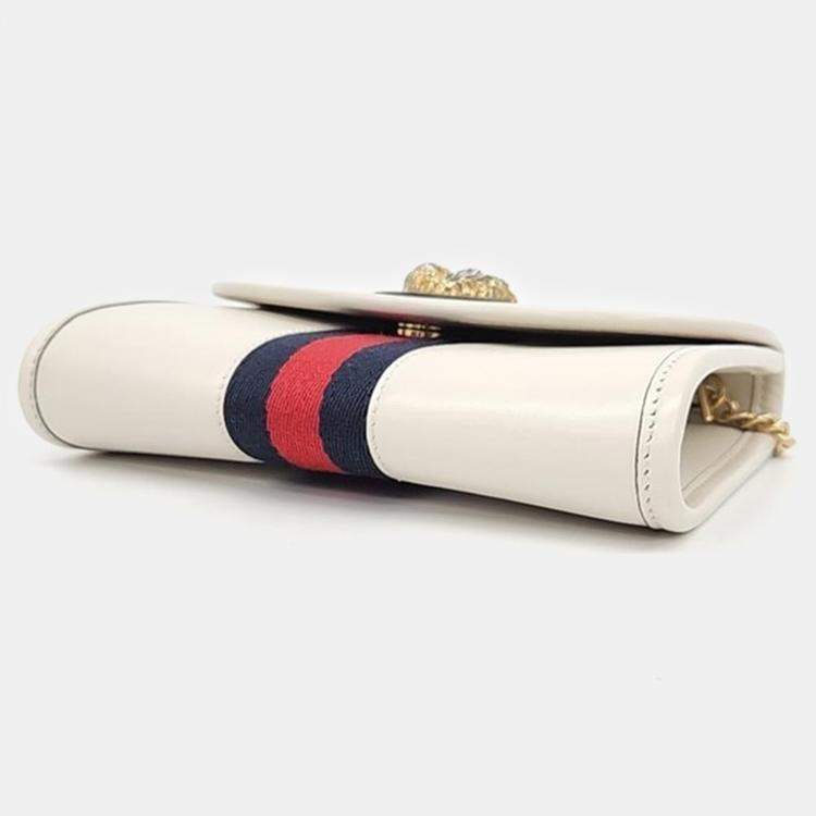 Pre Owned Gucci White Leather Rajah Crossbody Bag