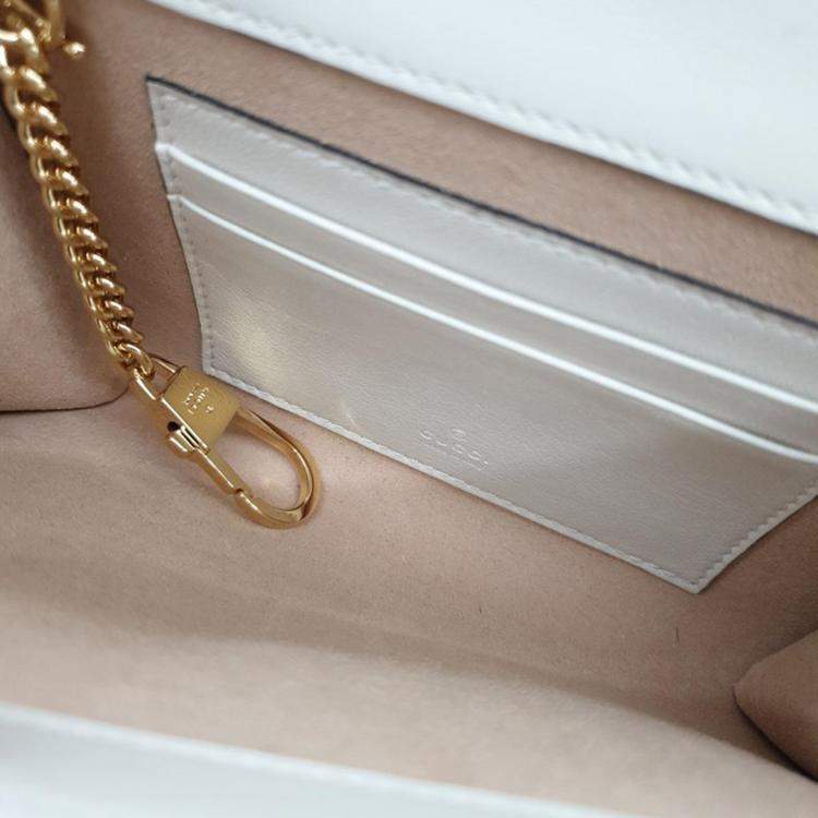 Pre Owned Gucci White Leather Rajah Crossbody Bag