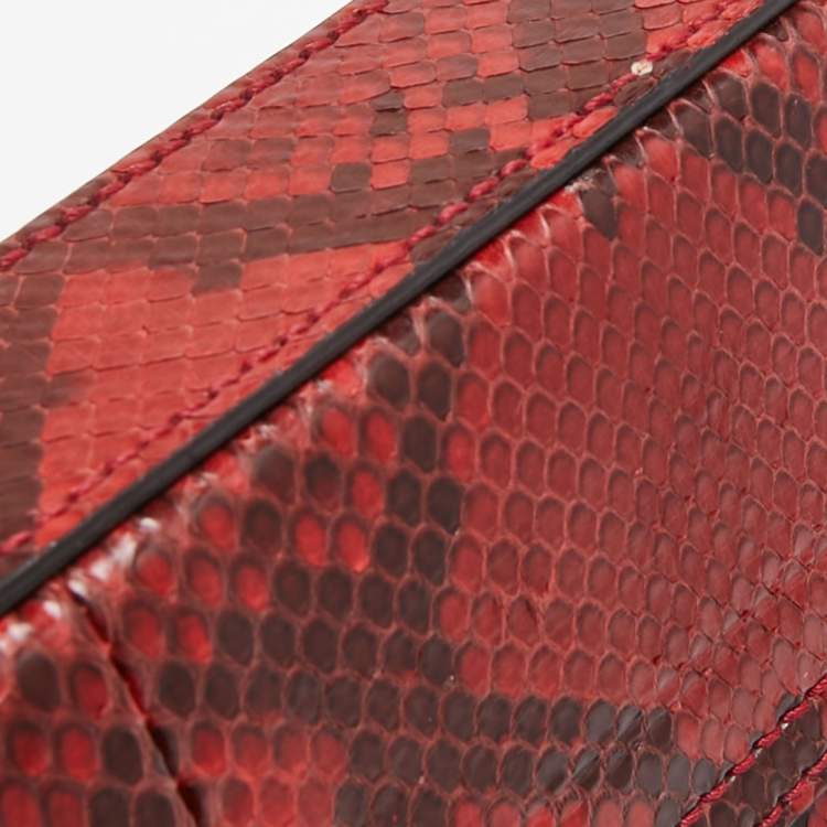 Pre Owned Gucci Red Python Medium Lady Lock Top Handle Bag