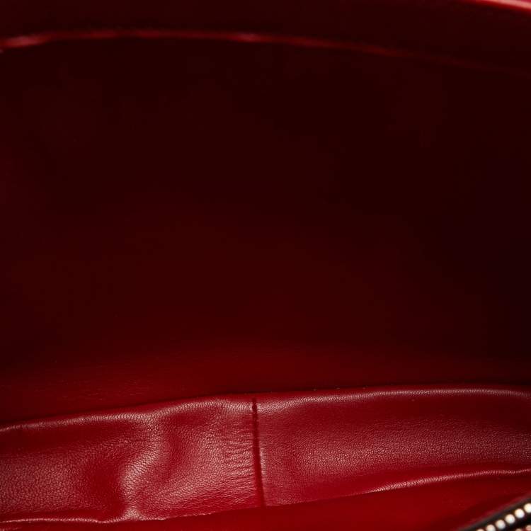 Pre Owned Gucci Red Python Medium Lady Lock Top Handle Bag