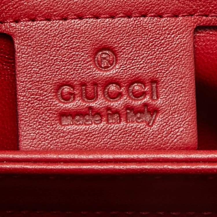 Pre Owned Gucci Red Python Medium Lady Lock Top Handle Bag