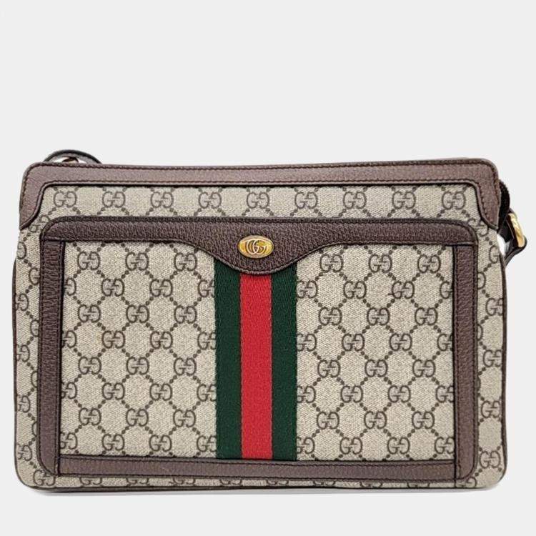 Gucci Beige New Acero GG Supreme Monogram Web Medium Ophidia Shoulder Bag Gucci The Luxury Closet