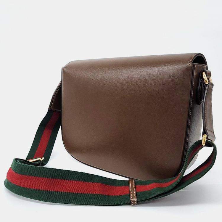Pre Owned Gucci Brown Leather 1955 Horsebit Shoulder Bag