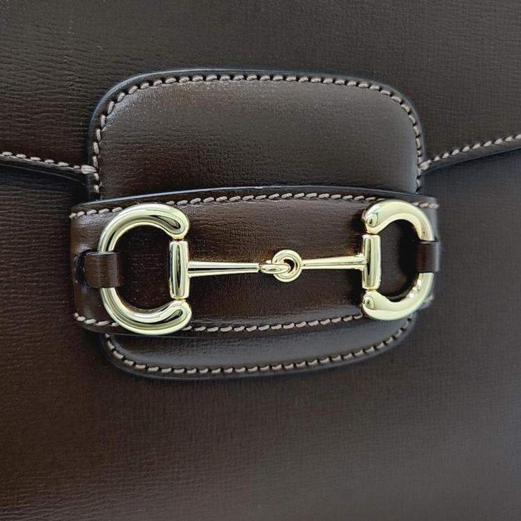 Pre Owned Gucci Brown Leather 1955 Horsebit Shoulder Bag