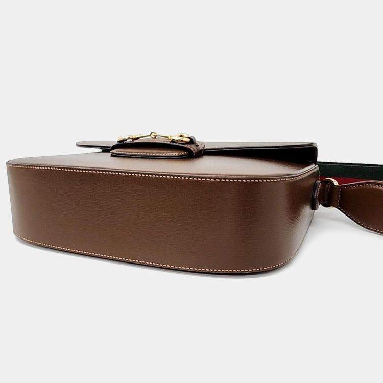 Pre Owned Gucci Brown Leather 1955 Horsebit Shoulder Bag