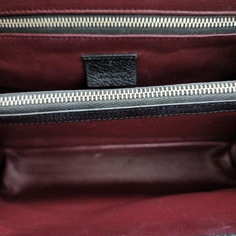 Pre Owned Gucci Black Leather Zumi Top Handle Small Bag