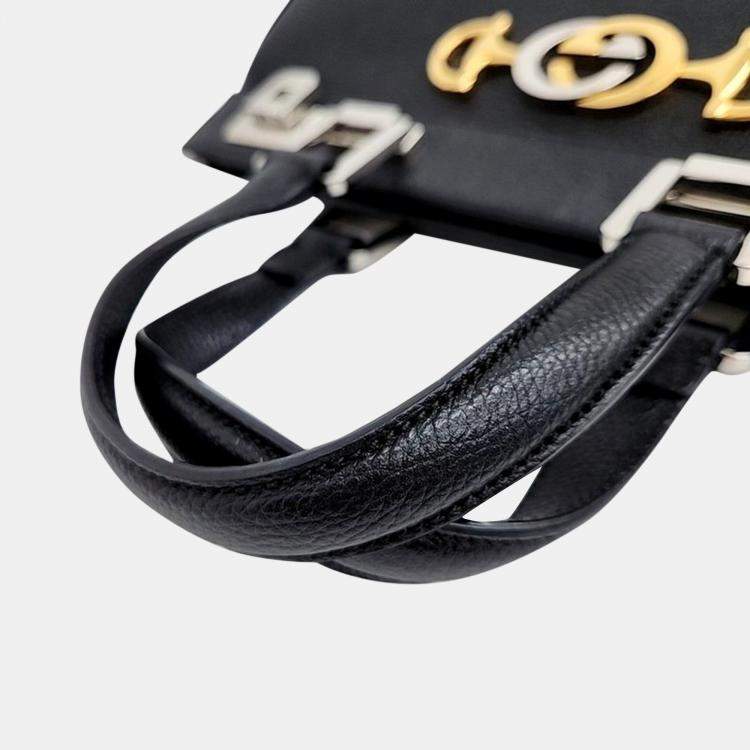 Pre Owned Gucci Black Leather Zumi Top Handle Small Bag