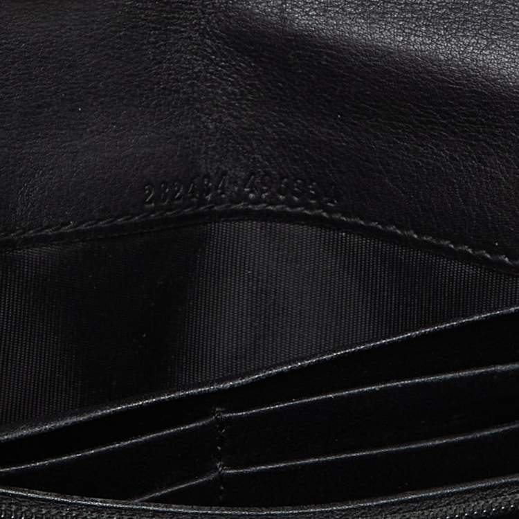 Pre Owned Gucci Black Guccissima Leather Flap Continental Wallet