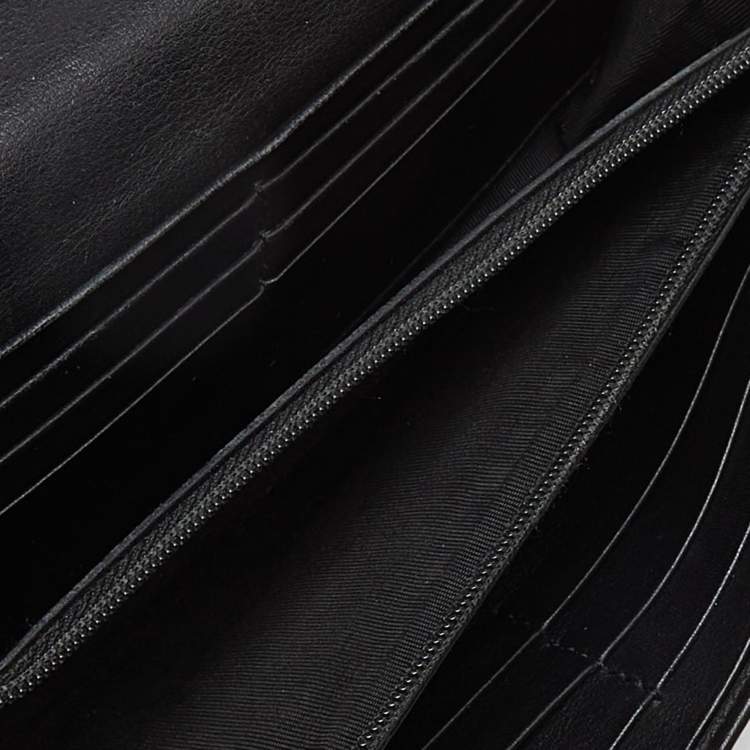 Pre Owned Gucci Black Guccissima Leather Flap Continental Wallet