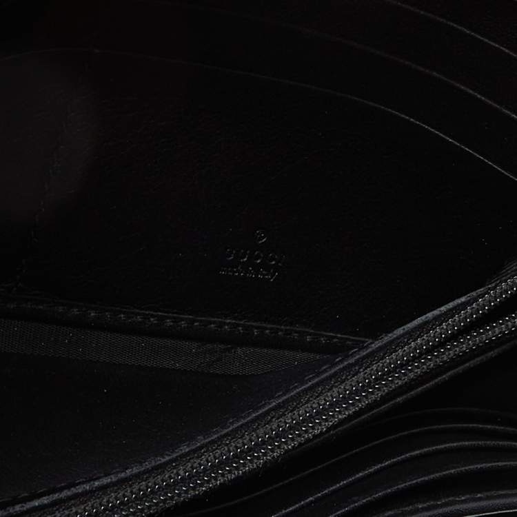 Pre Owned Gucci Black Guccissima Leather Flap Continental Wallet