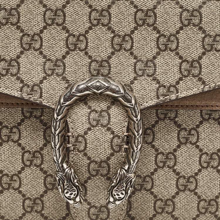 مملوكة مسبقًا Gucci Beige GG Supreme Canvas and Suede Small Dionysus Shoulder Bag