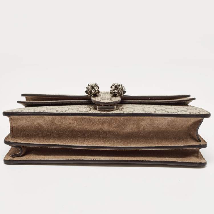 مملوكة مسبقًا Gucci Beige GG Supreme Canvas and Suede Small Dionysus Shoulder Bag