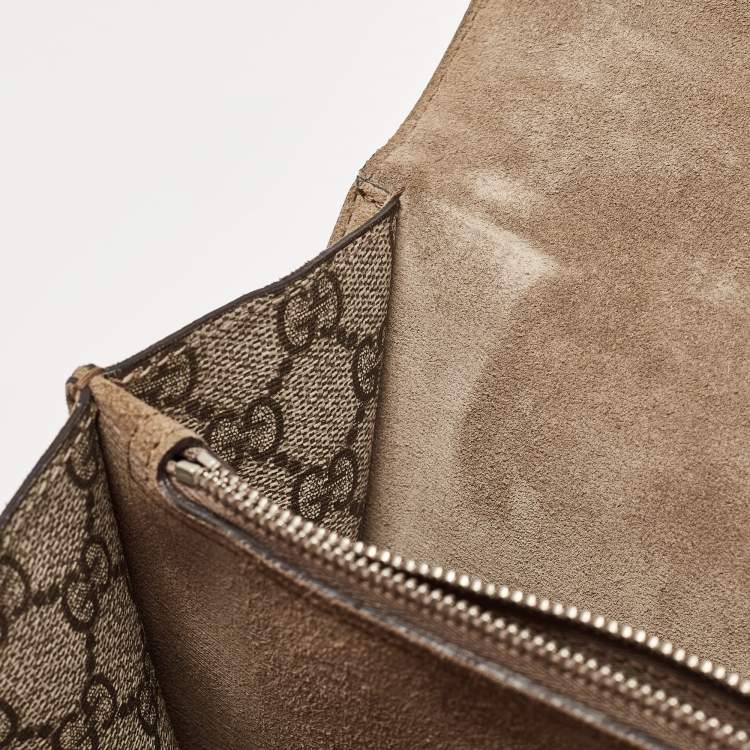 مملوكة مسبقًا Gucci Beige GG Supreme Canvas and Suede Small Dionysus Shoulder Bag