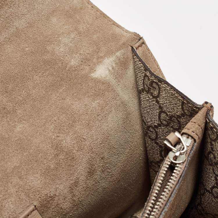 مملوكة مسبقًا Gucci Beige GG Supreme Canvas and Suede Small Dionysus Shoulder Bag