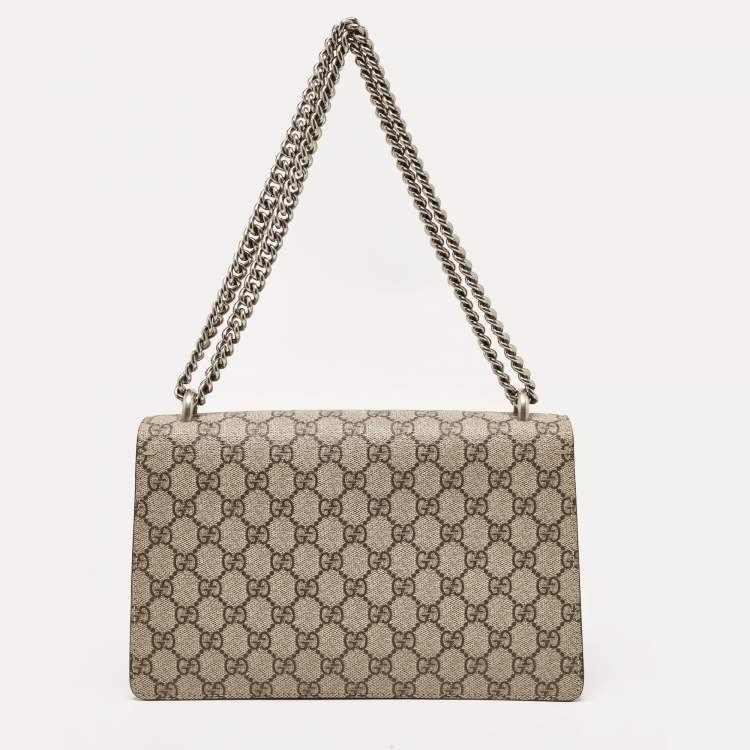 مملوكة مسبقًا Gucci Beige GG Supreme Canvas and Suede Small Dionysus Shoulder Bag