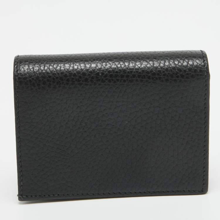 مملوكة مسبقًا Gucci Black Leather GG Marmont Flap Card Case