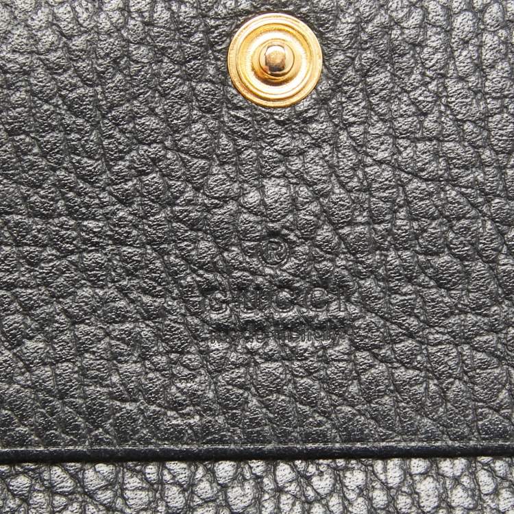 مملوكة مسبقًا Gucci Black Leather GG Marmont Flap Card Case