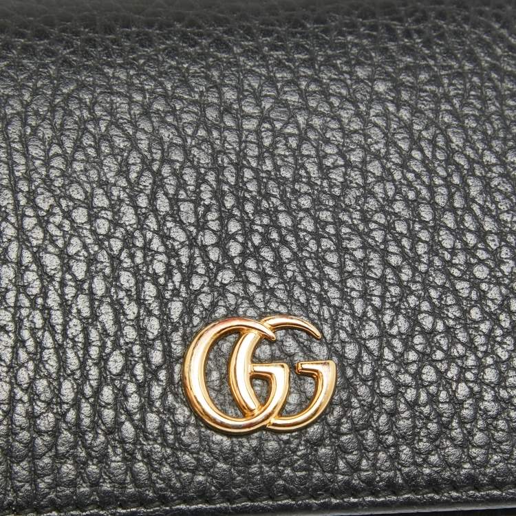 مملوكة مسبقًا Gucci Black Leather GG Marmont Flap Card Case