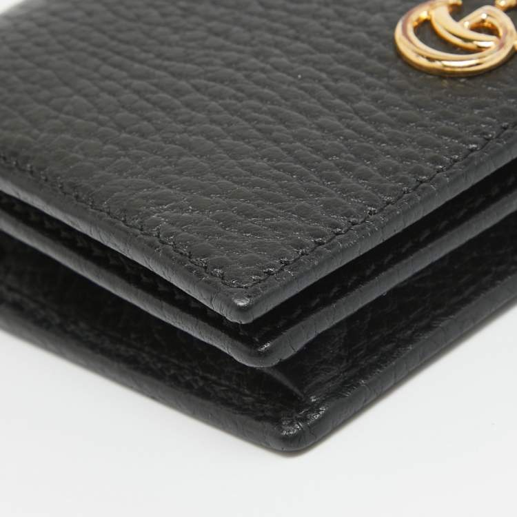 مملوكة مسبقًا Gucci Black Leather GG Marmont Flap Card Case