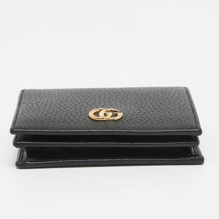 مملوكة مسبقًا Gucci Black Leather GG Marmont Flap Card Case