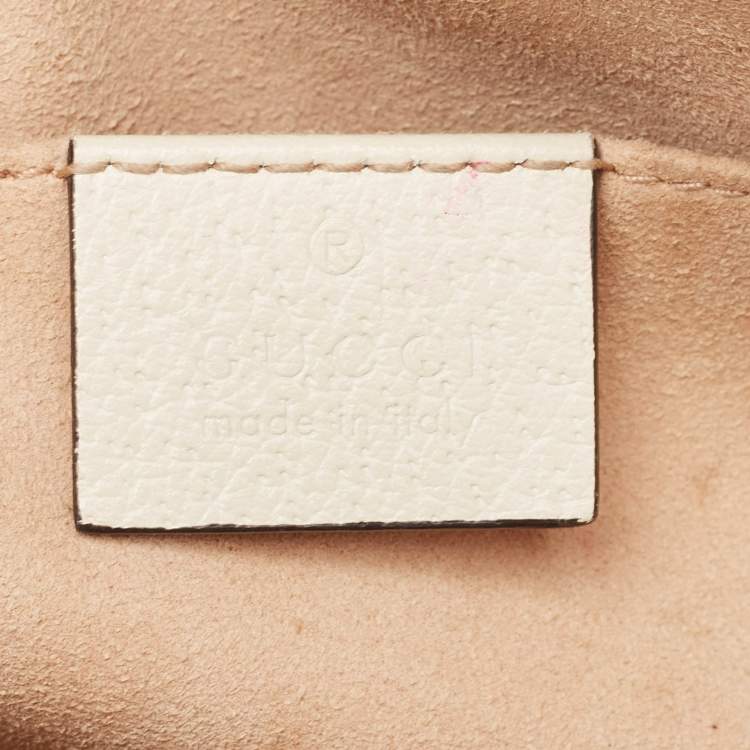 Pre Owned Gucci Off White/Beige GG Supreme Canvas Small Floral Ophidia Shoulder Bag