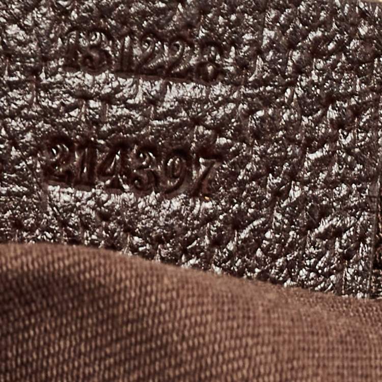 Pre Owned Gucci Brown/Beige GG Canvas and Leather Sherry Line Tote
