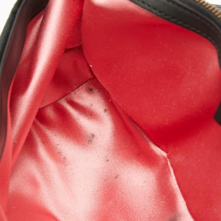 Pre Owned Gucci Black Matelassé Velvet Small GG Marmont Shoulder Bag
