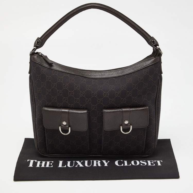 Pre Owned Gucci Brown GG Canvas and Leather Hobo