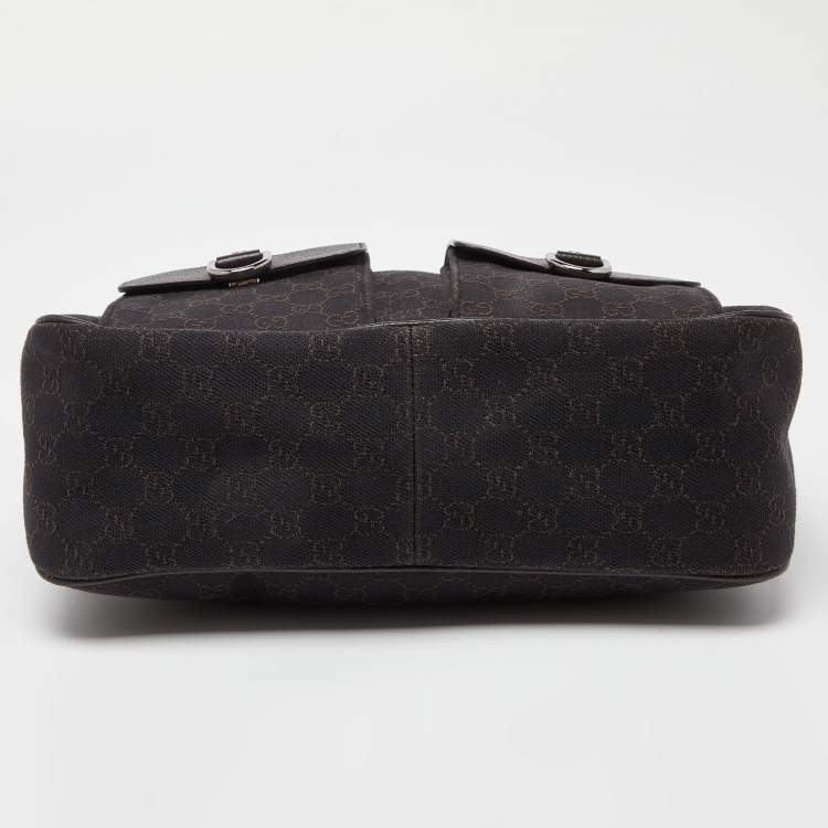 Pre Owned Gucci Brown GG Canvas and Leather Hobo