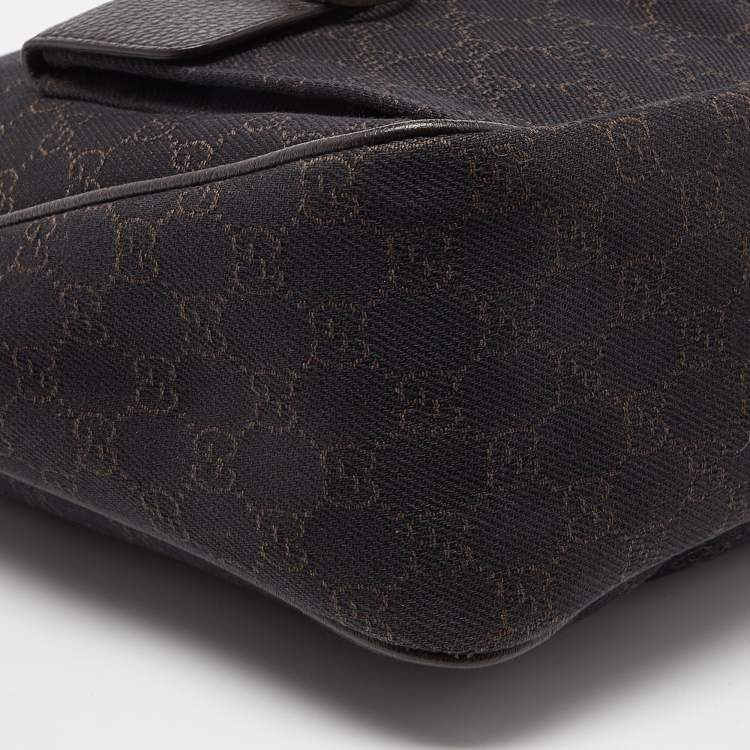 Pre Owned Gucci Brown GG Canvas and Leather Hobo