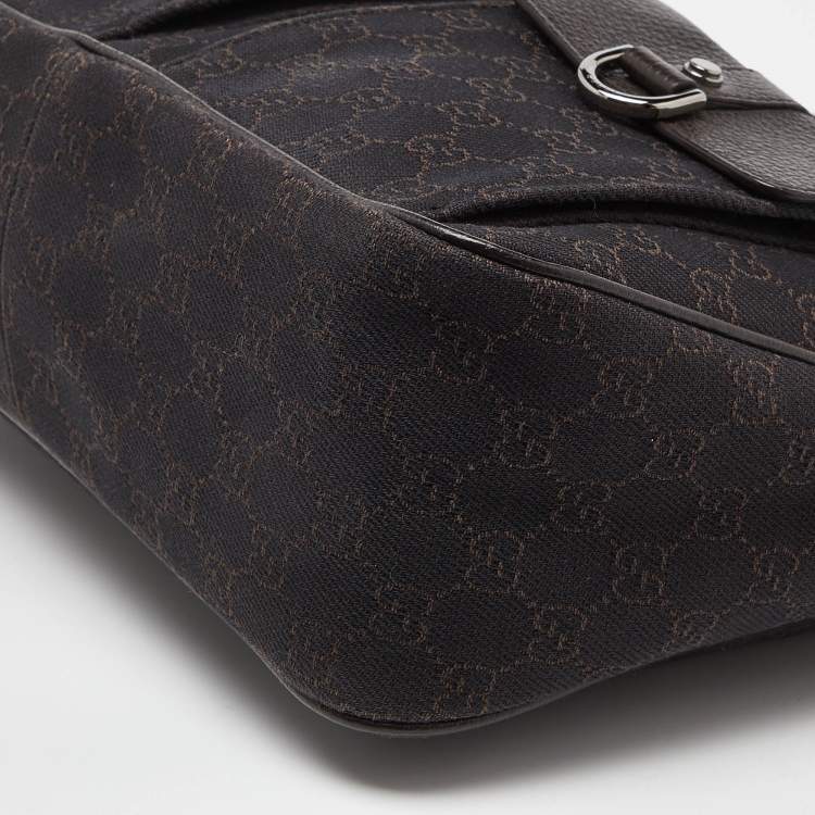 Pre Owned Gucci Brown GG Canvas and Leather Hobo