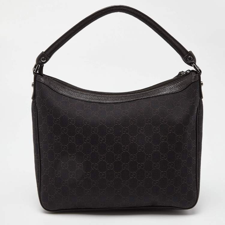 Pre Owned Gucci Brown GG Canvas and Leather Hobo