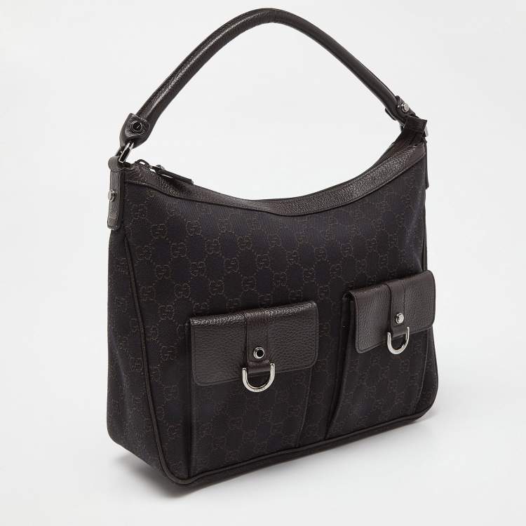 Pre Owned Gucci Brown GG Canvas and Leather Hobo