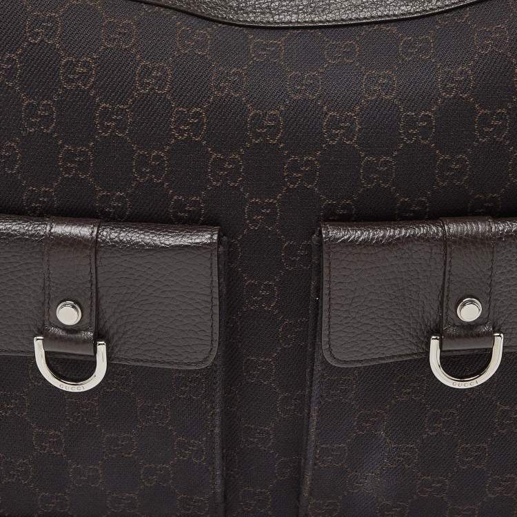 Pre Owned Gucci Brown GG Canvas and Leather Hobo